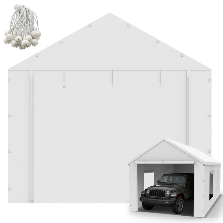 10x20FT Carport Canopy Front/Back Panel Entrance Door Tarp with Zippers, Waterproof & UV Protected Replacement