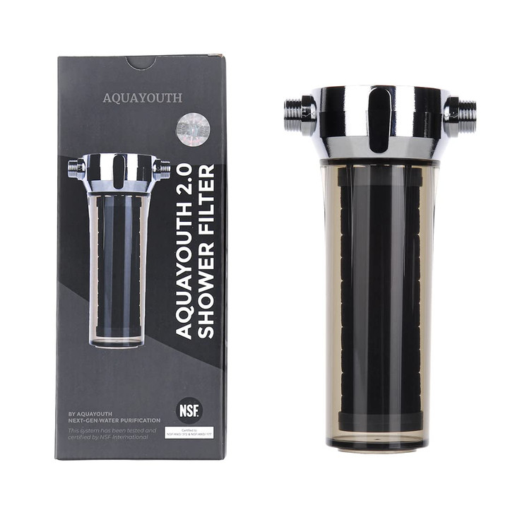 AQUAYOUTH 2.0 Carbon Shower Head Filter System | Removes Chlorine, Heavy Metals, And More | Great For Dry Skin/ Hair,
