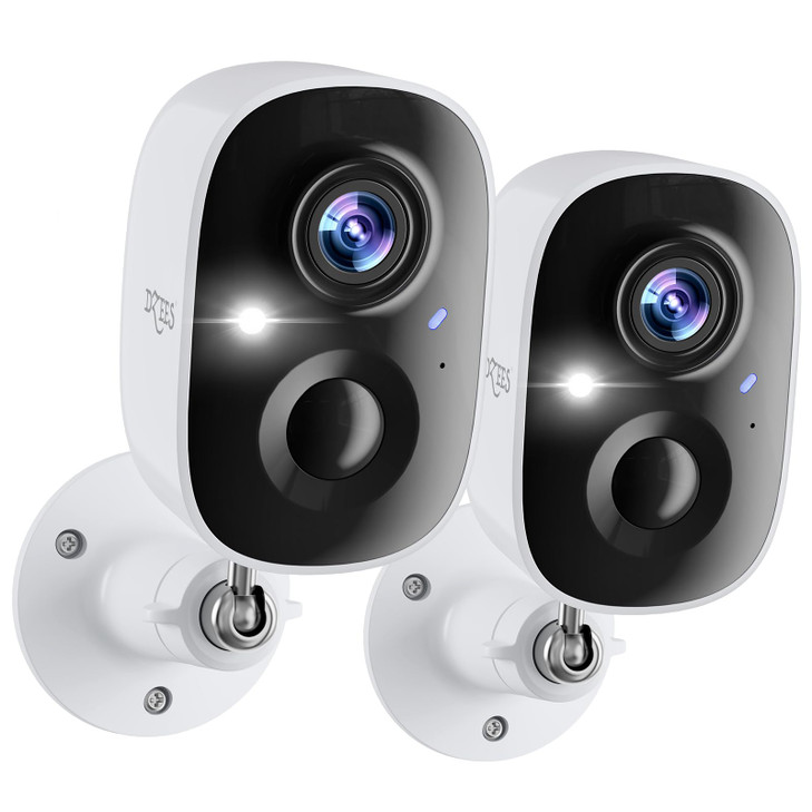 Dzees 2K Wireless Outdoor Security Cameras, 2-Pack Battery Powered WiFi