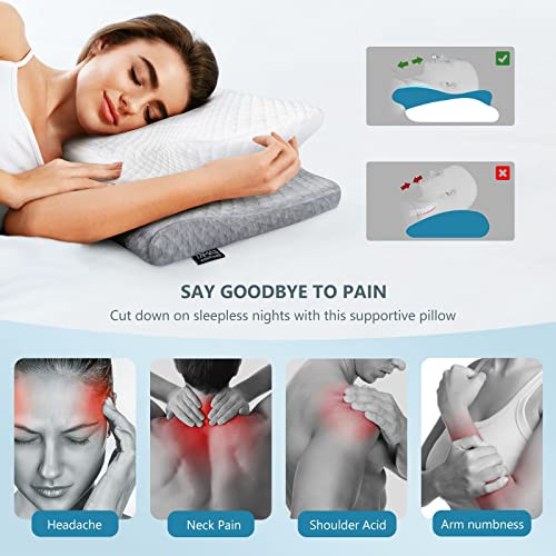 ZAMAT Adjustable Cervical Memory Foam Pillow, Odorless Neck Pillows for Pain Relief, Orthopedic Pillows for Sleeping
