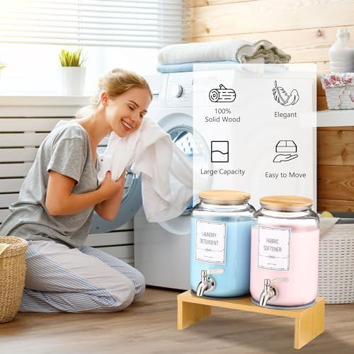 Laundry Detergent Dispenser. 0.9 Gallon Glass Laundry Soap Liquid Laundry Detergent Dispense. Fabric Softener
