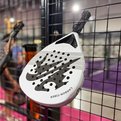 Padel Racket, Carbon Fiber Surface Padel Racquet, Lightweight, Ideal for Training/Matches (Gray)