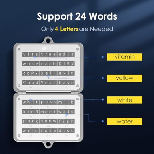 ELLIPAL Crypto Seed Phrase Backup, 316 Stainless Steel Metal Seed Phrase Storage with Lock Hole, 24 Words Backup,