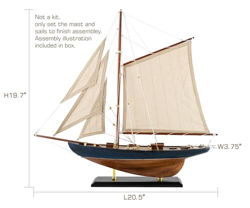 SAILINGSTORY Wooden Sailboat Decor Sailing Ship Model Navy