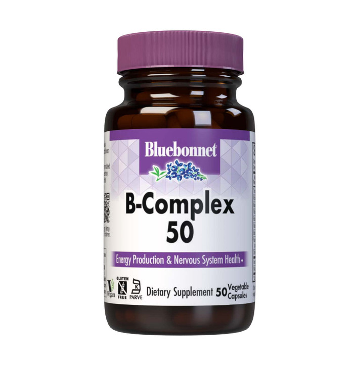 Bluebonnet Nutrition B Complex 50 Vegetable Capsules, Complete Full Spectrum, Vitamin B6, B12, Biotin, Folate, Vegan, Vegetarian, Gluten Free, Soy Fr