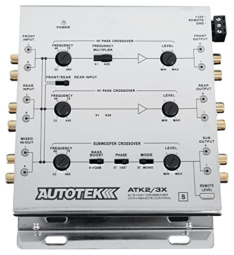 Autotek ATK2 3X Active Crossover Processor (Silver)  8.5 Volts, 2-Way and 3-Way, Remote Bass Control Included,