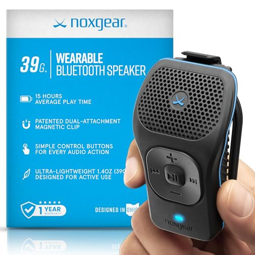 noxgear 39g Wearable Bluetooth Speaker, Mini Clip-On, Black
