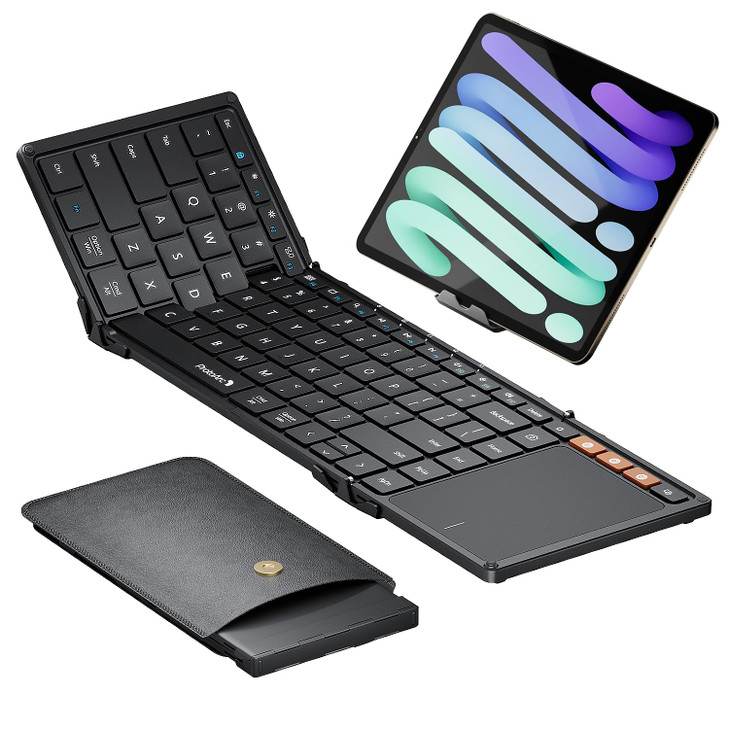 ProtoArc XK01 TP Foldable Keyboard with Touchpad, 0.65 in Keycaps, Black