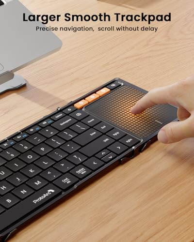 ProtoArc XK01 TP Foldable Keyboard with Touchpad, 0.65 in Keycaps, Black