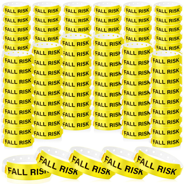 Simgoing 500 Pcs Fall Risk Bracelet Bulk Emergency Wristband with Permanent Snap Closure PVC Medical Bracelets for Men