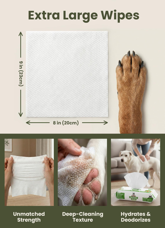 Pogis Dog Wipes  Hypoallergenic Pet Wipes for Paws, Body & Butt  Cleaning & Hydrating, Green Tea Scent, 400 Count