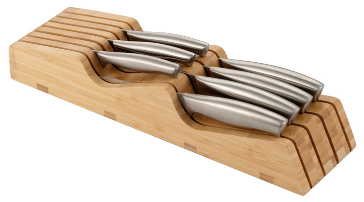Ozeri 8-Piece Stainless Steel Knife Set, With Slotted Blades & Knife Block