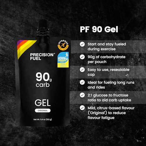 Precision Fuel PF90 Energy Gels - Mild Flavour Running Gels for Endurance Athletes, 90g Carbohydrate, Easy-to-Digest,
