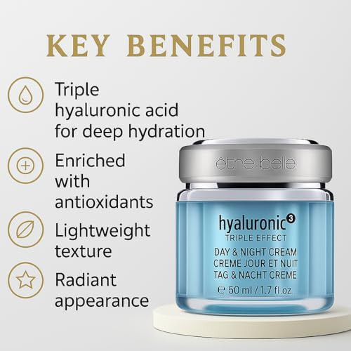 êb être belle Hyaluronic Acid 3D Cream for Day & Night, Jojoba Oil & Grape Seed Oil, Skin Care for Women, Long Lasting