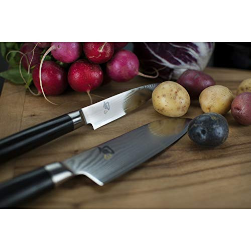 Shun Classic 4" Paring Knife, Handcrafted Japanese Vegetable & Fruit Knife, VG-MAX Core with Damascus Stainless Steel