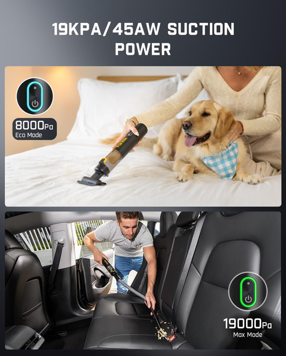 Fanttik Slim V8 APEX Cordless Car Vacuum & Air Duster, 4-in-1 Portable Mini Vacuum with 19000pa Suction Power for Pet