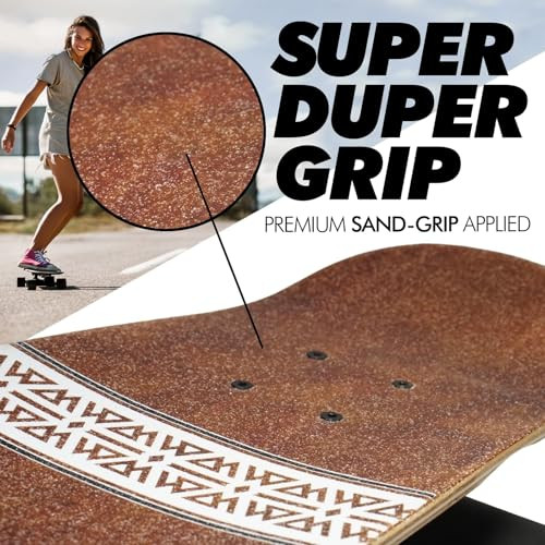 Magneto 27.5" x 7.5" Cruiser Deck Complete Skateboard - Tribal 7-Ply Canadian Maple - Double Kick Concave &