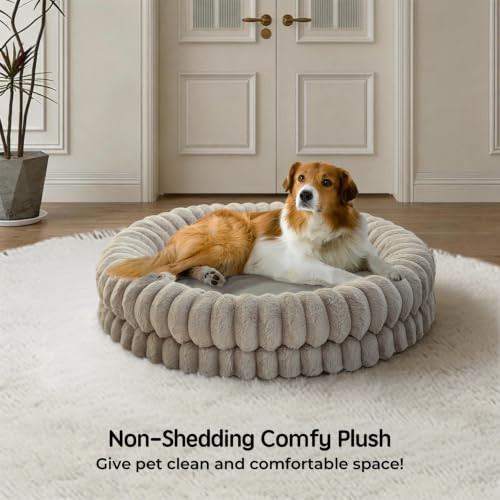 BALANCE Luxury Donut Dog Bed, 36 Inches Round Dog Beds Large Sized Dogs Washable, Orthopedic Calming Dogs Bed for Pets