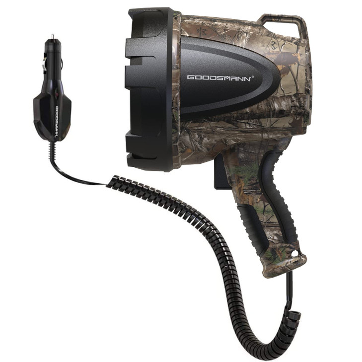 GOODSMANN Spotlight Hunting Camo Portable Handheld Spotlights 1500 Lumen Realtree Xtra Halogen Boat Corded 12V