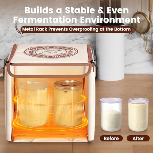 Folding Bread Proofing Box with 50-113 Temp Control & 48H Timer, Dough Proofer with Metal Rack, Humidor, Ideal for