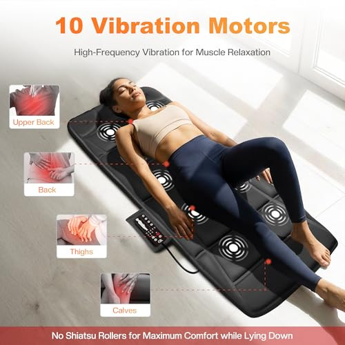 CILI Massage Mat Full Body,Massager Chair Pad,10 Vibration Motors & 5 Massage Modes,Back Massager for Bed,Massage