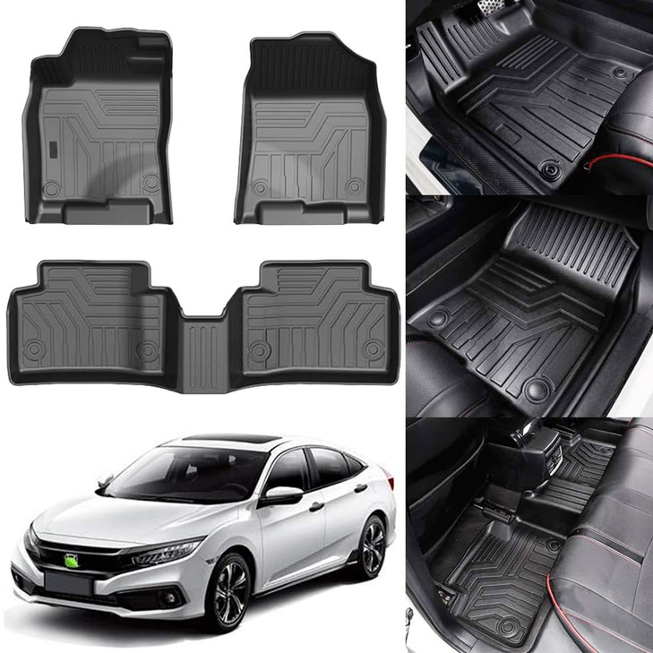 KUST Floor Mats for 2016-2021 Honda Civic Sedan/Type R/Coupe, 2017-2021 Civic Hatchback, All Weather Car Mats Front