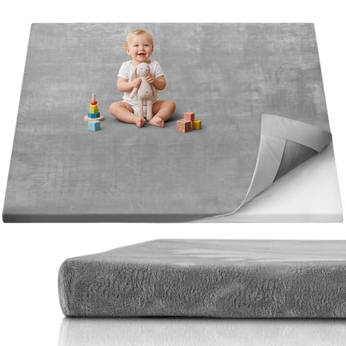 Blissful Diary 1.3" Thick Baby Play Mat, 71x59 Playpen Mat with Removable & Washable Cover, Extra Large Crawling Rug