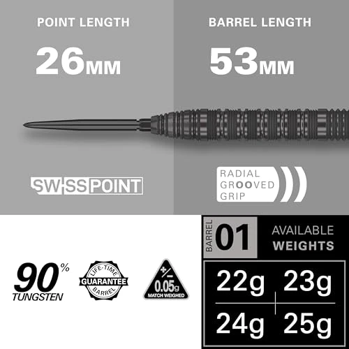 Target Darts Bolide Void 90% Tungsten Dart Set, Steel Tip Swiss Point Darts | Barrel 01, 24G | Professional Darts
