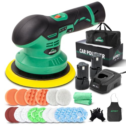 BATOCA S3 Cordless Car Buffer Polisher - 2pcs 11.1V Lithium-ion Rechargeable Battery Powered Brushless Polisher with 6