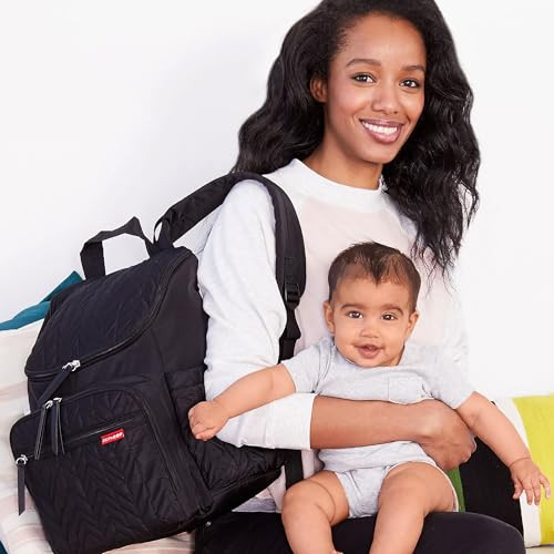 Skip Hop Diaper Bag Backpack: Forma, Multi-Function Baby Travel Bag with Changing Pad & Stroller Attachment, Jet Black