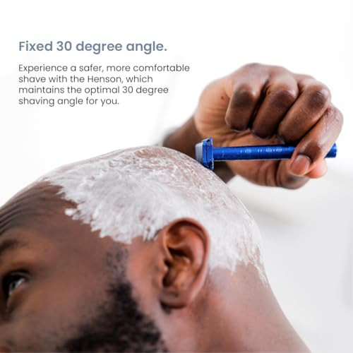 Henson Shaving Razor - Aluminum Double Edge Safety Razor with 5 Spare Blades - 30° Angled Precision With Superior