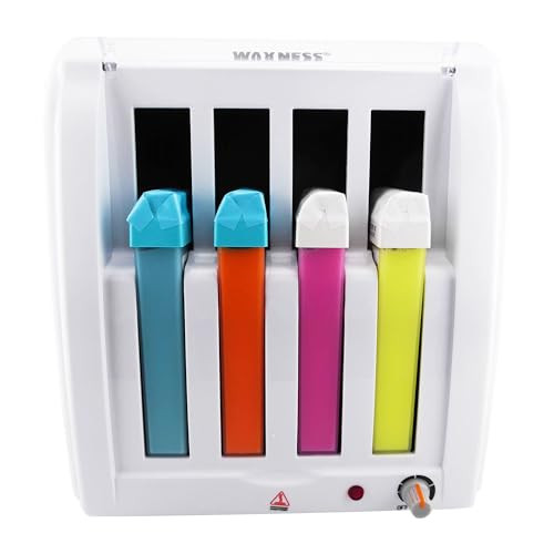 Waxness Cartridge Wax Warmer Kit  Professional Roll-On Heater with 4 Cartridges Included  Hair Removal Starter Set