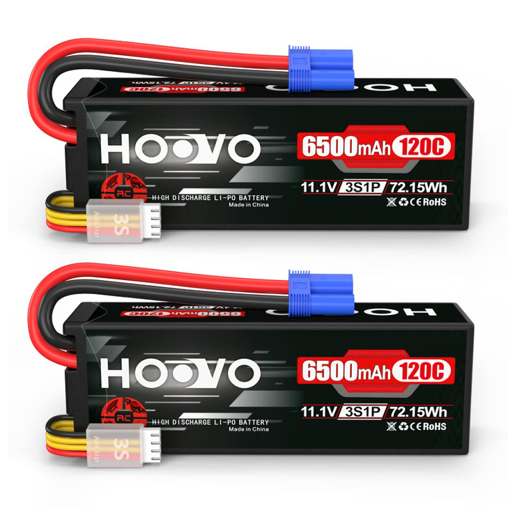 HOOVO 3S 11.1V Lipo Battery 6500mAh 120C RC Lipo Batteries EC5 Plug 2 Packs