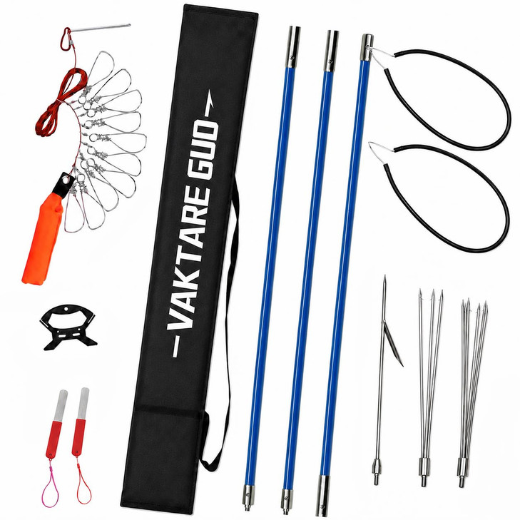 Vaktare Gud Hawaiian Sling Fishing Spear Set  Fiberglass Spearfishing Pole Spear with 3 Replaceable Stainless Steel
