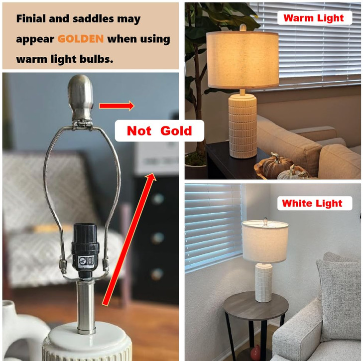 PoKat 23" Modern Ceramic Table Lamp Set of 2 for Living Room Bedroom, White