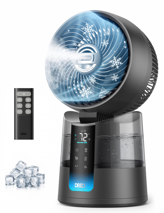 DREO TurboCool Misting Fan 516, 5 Drop Cooling Fans that Blow Cold Air