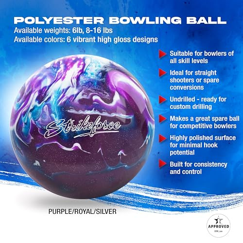 KR Strikeforce Polyester Undrilled Bowling Ball Pink/Sky/White 8lb