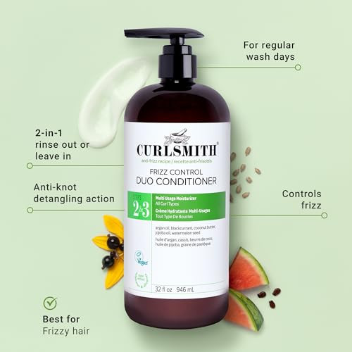 CURLSMITH Frizz Control Duo Conditioner - Moisturizing Anti-Frizz Condtioner and Nourishing Leave-In for Frizz