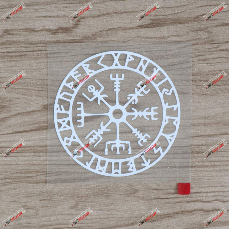 4'' Vegvisir Viking Runic Compass Decal Sticker Viking Odin Norse Vinyl White sda1