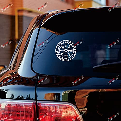 4'' Vegvisir Viking Runic Compass Decal Sticker Viking Odin Norse Vinyl White sda1