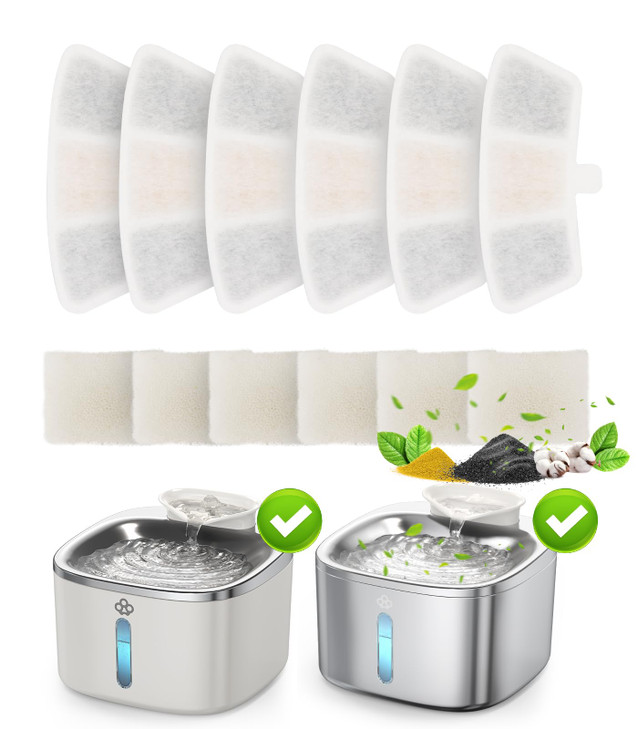 6pcs Replacement Filters for PW03 3.5L Stainless Steel Cat Water Fountain(for Fountain in Model PW03,