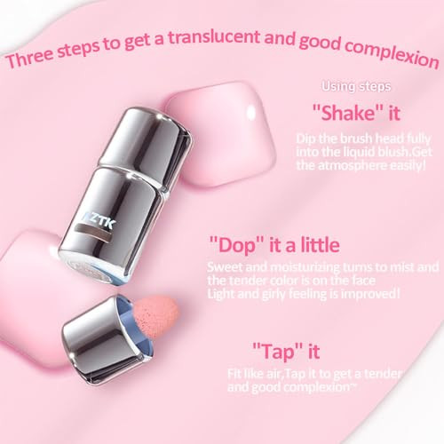 Aztk Liquid Blush, Aztk Jelly Color Liquid Blushes, Blush for Cheeks, Blushes Lotion with Sponge Head, High-Pigment,