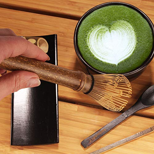 BambooMN Japanese Skinny Matcha Whisk Chasen - Long Handle Traditional Matcha Utensil - Skinny Black - 1 Piece