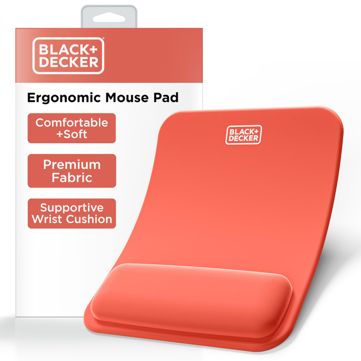 BLACK+DECKER Ergonomic Mouse Pad Wrist Support - Comfortable Mouse Pad Wrist Rest - Wrist Relief Gel Mousepad -