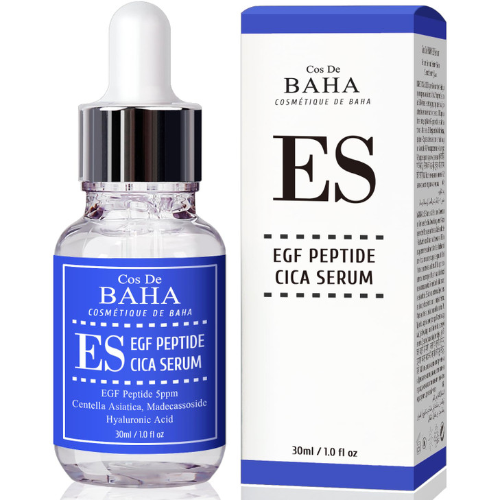 Cos De BAHA EGF Peptide 5ppm Cica Serum 1 Fl Oz  Centella Asiatica, Hyaluronic Acid & Panthenol Lightweight Face