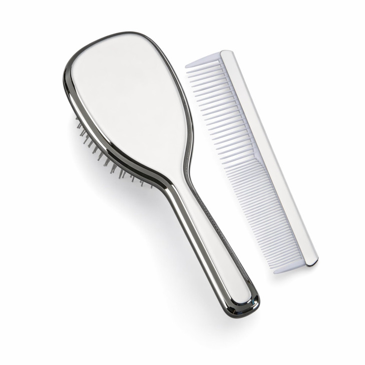 Creative Gifts International Teddy Bear Brush and Comb Set | Silver Tone Nickel Plated | 6" Size | Baby Grooming Set |
