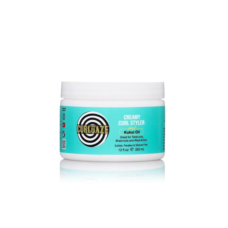 Curldaze Creamy Curl Styler with Kukui Oil, Vitamins A, C, and E. Moisturizing and Styling Curl for Curly Hair, Great