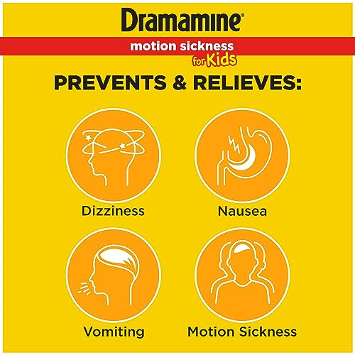 Dramamine Motion Sickness Relief for Kids | Chewable Grape | 8 Count