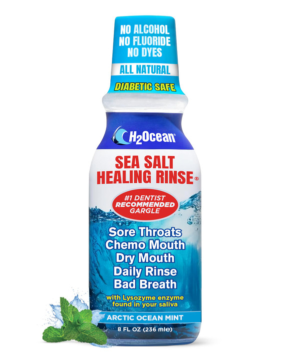 H2Ocean Healing Rinse Natural Sea Salt Mouthwash Arctic Ocean Mint, 8 oz