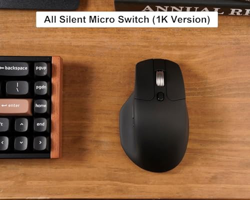 Keychron M6 Wireless All Silent Gaming Optical Mouse, 1000Hz Tri-Mode 2.4 GHz/Bluetooth 5.3/Wired, PixArt 3311 Sensor,